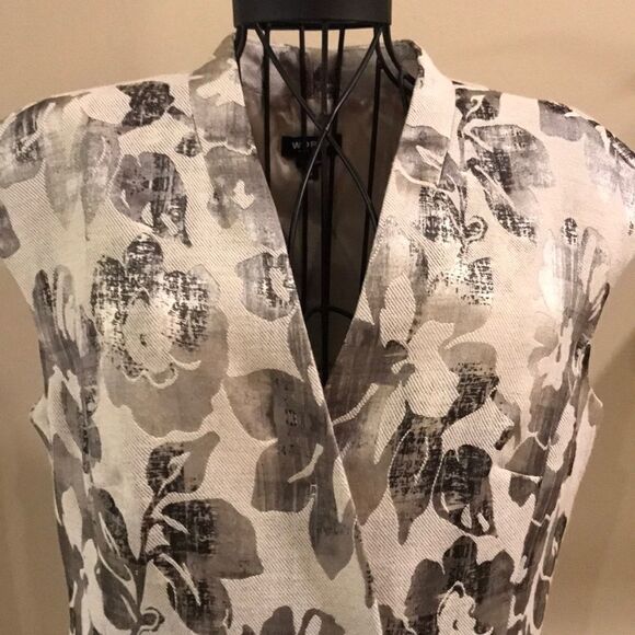 WORTH Grey & Silver Floral Print Sleeveless Top 8 - Picture 2 of 8